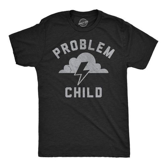 Mens Funny T Shirts Problem Child Sarcastic Graphic Novelty Tee For Men Mens Funny T Shirts Cool Tees Soft Stylish Casual Menswear Funny Sarcastic Short Sleeve Novelty Tees for Guys Black -