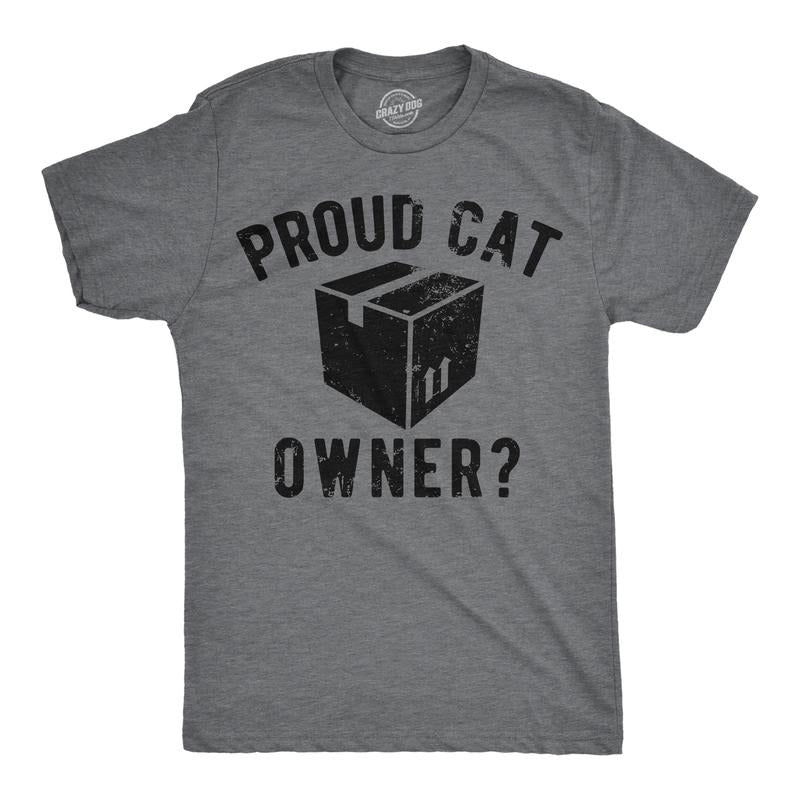 Mens Funny T Shirts Proud Cat Owner Sarcastic Kitten Graphic Tee for Men Mens Funny T Shirts Cool Tees Soft Stylish Casual Menswear Sarcastic Apparel for Men Funny Cat Short Sleeve Novelty Tees for Dark Grey
