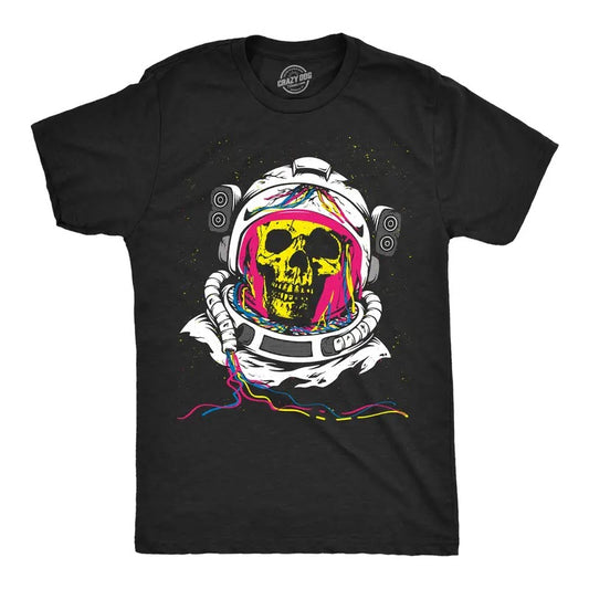 Mens Funny T Shirts Rainbow Astronaut Skull Cool Graphic Tee for Men Mens Funny T Shirts Cool Tees Soft Stylish Casual Menswear Funny Space Short Sleeve Novelty Tees for Guys Black -