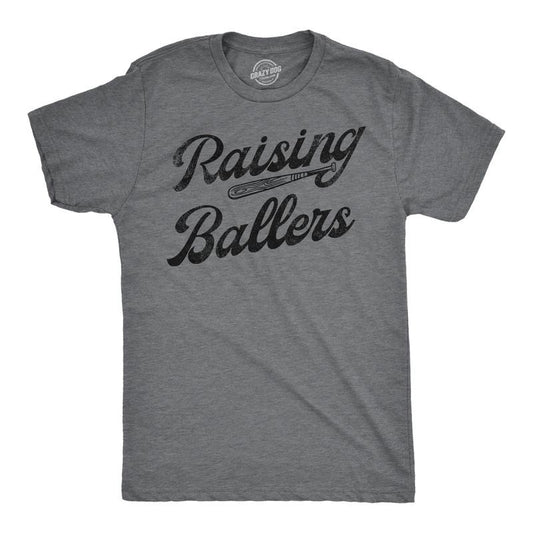 Mens Funny T Shirts Raising Ballers Sarcastic Baseball Graphic Tee for Men Mens Funny T Shirts Cool Tees Soft Stylish Casual Menswear Dark Grey