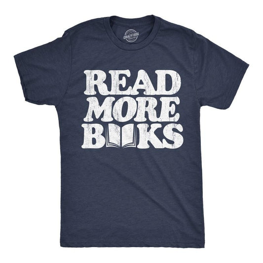 Mens Funny T Shirts Read More Books Sarcastic Reading Lovers Graphic Novelty Tee For Men Mens Funny T Shirts Cool Tees Soft Stylish Casual Menswear Sarcastic Apparel for Men Funny Nerd Short Sleeve Navy -