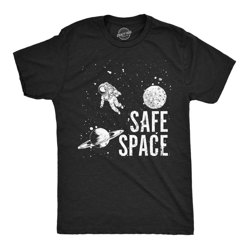 Mens Funny T Shirts Safe Space Sarcastic Astronaut Graphic Tee For Men Mens Funny T Shirts Cool Tees Soft Stylish Casual Menswear Sarcastic Apparel for Men Funny Space Short Sleeve Novelty Tees for Black -