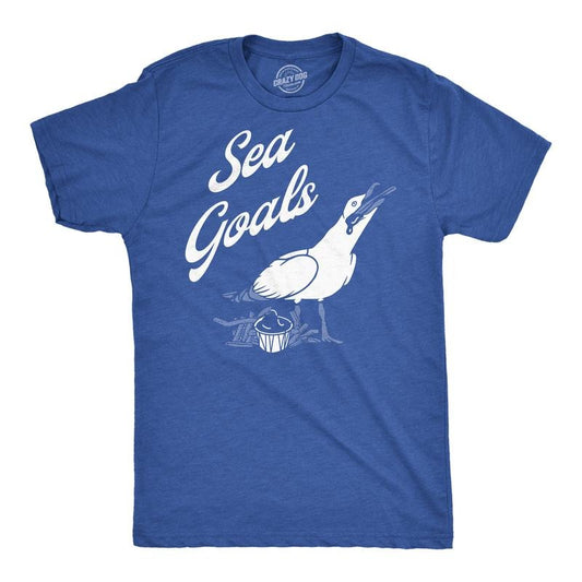 Mens Funny T Shirts Sea Goals Sarcastic Seagull Graphic Noevelty Tee For Men Mens Funny T Shirts Cool Tees Soft Stylish Casual Menswear Funny Sarcastic Short Sleeve Novelty Tees for Guys Royal -