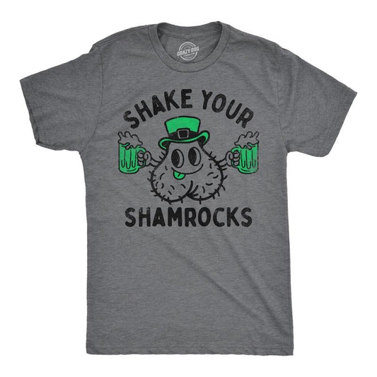 Mens Funny T Shirts Shake Your Shamrocks Adult St Patricks Day Graphic Tee Mens Funny T Shirts Cool Tees Soft Stylish Casual Menswear Saint Patrick's Day Apparel for Men Funny Sarcastic Short Sleeve Dark Grey