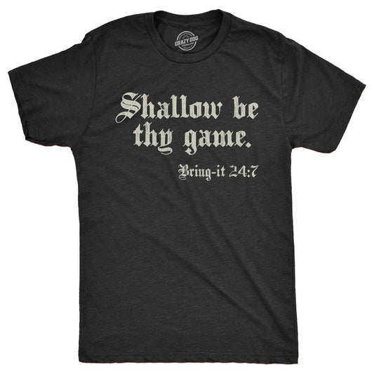 Mens Funny T Shirts Shallow Be Thy Game Bring It On Sarcastic Graphic Novelty Tee For Men Mens Funny T Shirts Cool Tees Soft Stylish Casual Menswear Sarcastic Apparel for Men Funny Football Short Black -