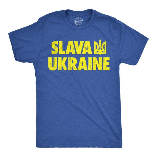 Mens Funny T Shirts Slava Ukraine Support Graphic Novelty Tee For Men Mens Funny T Shirts Cool Tees Soft Stylish Casual Menswear Funny Motivational Short Sleeve Novelty Tees for Guys Royal -