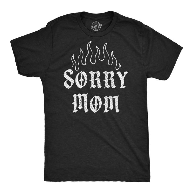 Mens Funny T Shirts Sorry Mom Sarcastic Tattoo Graphic Novelty Tee For Men Mens Funny T Shirts Cool Tees Soft Stylish Casual Menswear Funny Mother's Day Short Sleeve Novelty Tees for Guys Black -