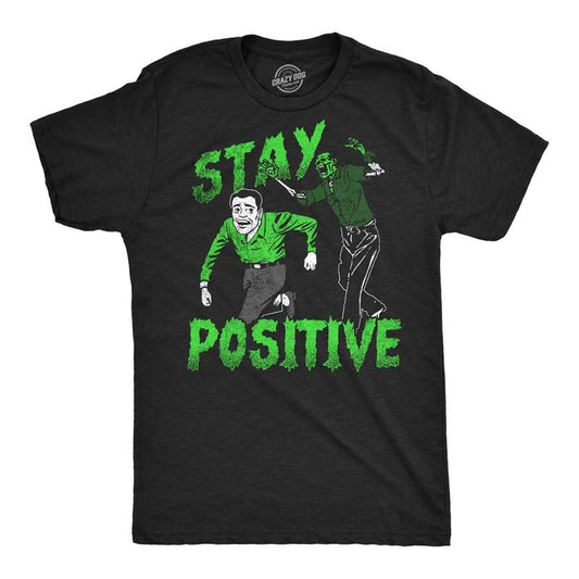 Mens Funny T Shirts Stay Positive Zombie Sarcastic Halloween Graphic Novelty Tee For Men Mens Funny T Shirts Cool Tees Soft Stylish Casual Menswear Halloween Apparel for Men Funny Zombie Short Sleeve Black -