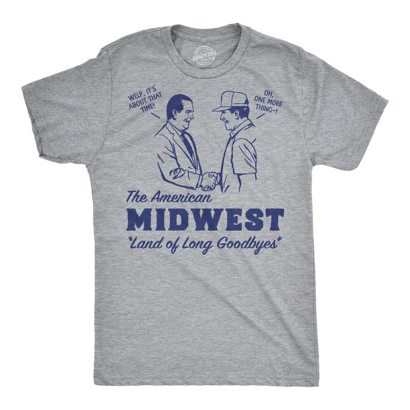 Mens Funny T Shirts The American Midwest Sarcastic USA Graphic Novelty Tee For Men Mens Funny T Shirts Cool Tees Soft Stylish Casual Menswear Funny Sarcastic Short Sleeve Novelty Tees for Guys Light Grey