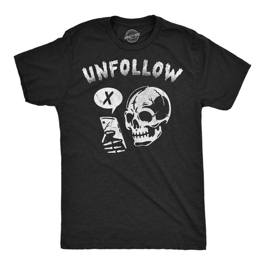 Mens Funny T Shirts Unfollow Sarcastic Social Media Graphic Novelty Tee For Men Mens Funny T Shirts Cool Tees Soft Stylish Casual Menswear Sarcastic Apparel for Men Funny Meme Short Sleeve Novelty Black -