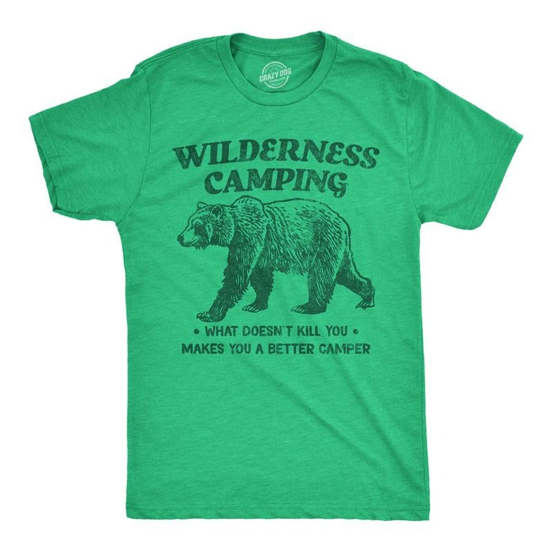 Mens Funny T Shirts Wilderness Camping Sarcastic Nature Graphic Novelty Tee For Men Mens Funny T Shirts Cool Tees Soft Stylish Casual Menswear Sarcastic Apparel for Men Funny Camping Short Sleeve Green -