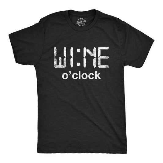 Mens Funny T Shirts Wine O Clock Sarcastic Drinking Tee Graphic Shirt Mens Funny T Shirts Cool Tees Soft Stylish Casual Menswear Drinking Apparel for Men Funny Wine Short Sleeve Novelty Tees for Guys Black -