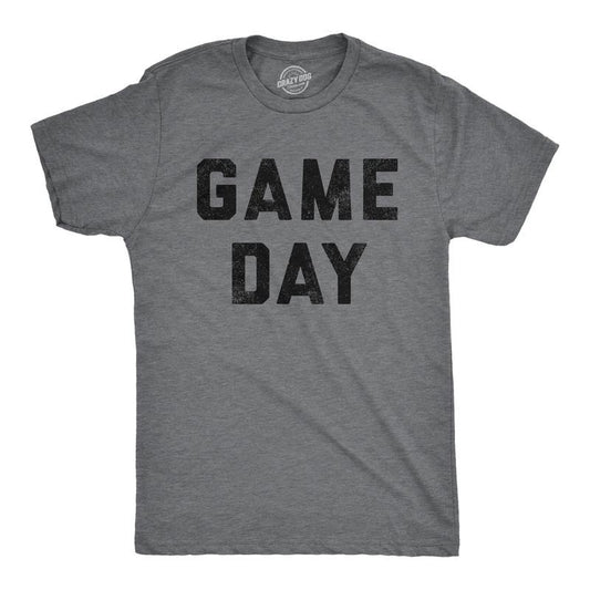 Mens Game Day T Shirt Funny Football Sunday Big Game Sports Graphic Tee Mens Funny T Shirts Cool Tees Soft Stylish Casual Menswear Football Apparel for Men Novelty Tees for Guys Dark Grey