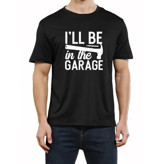 Mens Garage Print Tee Shirt - Comfortable & Lightweight Short Sleeve Graphic Tee for Summer Casual Wear - Unisex Style Made in USA