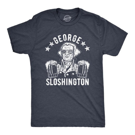 Mens George Sloshington T Shirt Funny 4th Of July Beer Drinking Patriotic Graphic Tee Mens Funny T Shirts Cool Tees Soft Stylish Casual Menswear Patriotic Apparel for Men Funny Beer Short Sleeve Navy