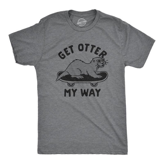 Mens Get Otter My Way T Shirt Funny Cool Skateboarding Otter Novelty Graphic Tee Mens Funny T Shirts Cool Tees Soft Stylish Casual Menswear Funny Animal Short Sleeve Novelty Tees for Guys Dark Grey