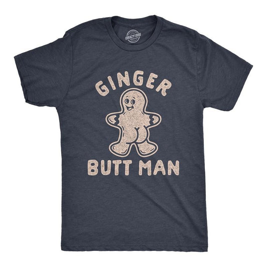 Mens Ginger Butt Man T Shirt Funny Christmas Saying Secret Santa Gift Graphic Tee Mens Funny T Shirts Cool Tees Soft Stylish Casual Menswear Christmas Apparel for Men Funny Nerd Short Sleeve Novelty Navy