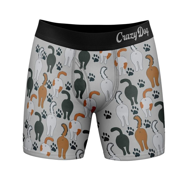 Mens Guess What Cat Butt Boxers Funny Sarcastic Kitten Butts Joke Saying Novelty Underwear for Guys Funny Graphic Boxers Animal  Funny Cat  Mens Novelty Boxer Briefs Cat Butt