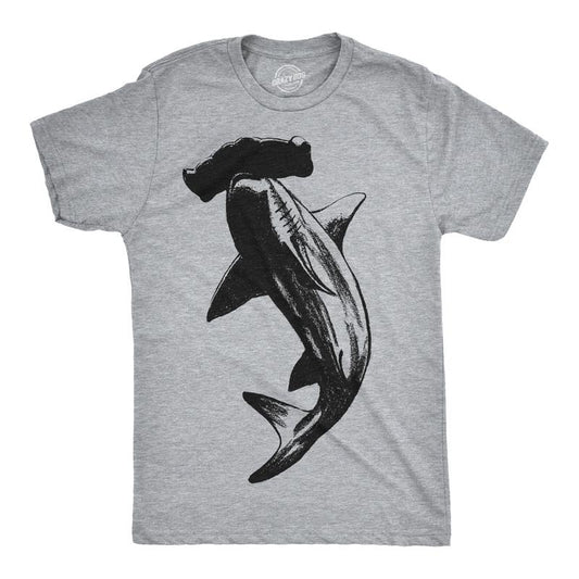 Mens Hammerhead Shark T Shirt Cool Aquatic Wildlife Graphic Tee Mens Funny T Shirts Cool Tees Soft Stylish Casual Menswear Shark Light Grey