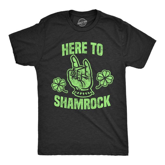 Mens Here To Shamrock T shirt Funny Metal Saint Patricks Day Graphic Novelty Tee Mens Funny T Shirts Cool Tees Soft Stylish Casual Menswear Saint Patrick's Day Apparel for Men Funny Music Short Sleeve Black