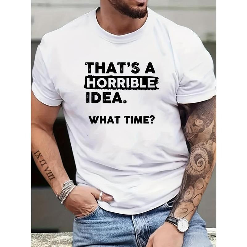 Mens Horror Print T-Shirt - Comfortable Round Neck, Lightweight Short Sleeves - Trendy Regular Fit for Spring Summer Style - Fashionable Holiday Top Made in USA