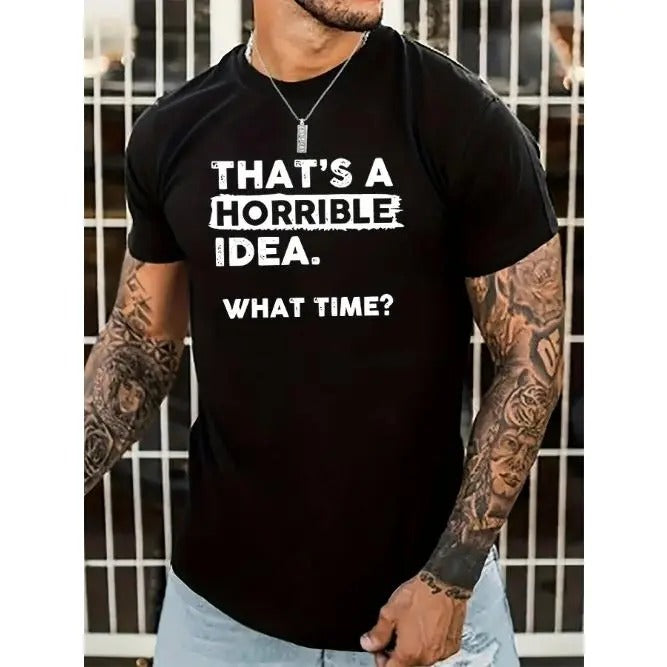 Mens Horror Print T-Shirt - Comfortable Round Neck, Lightweight Short Sleeves - Trendy Regular Fit for Spring Summer Style - Fashionable Holiday Top Made in USAstyle{n002}2