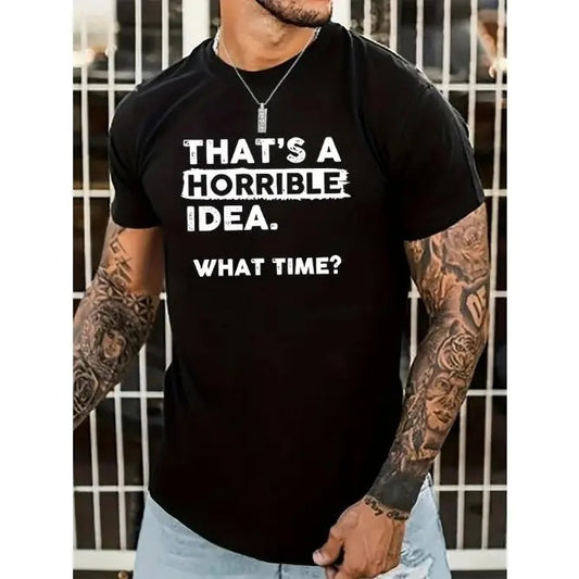 Mens Horror Print T-Shirt - Comfortable Round Neck, Lightweight Short Sleeves - Trendy Regular Fit for Spring Summer Style - Fashionable Holiday Top Made in USAstyle{n002}2