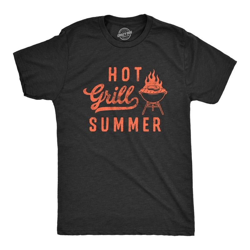 Mens Hot Grill Summer T Shirt Funny Sarcastic Grilling Cookout Joke Graphic Novelty Tee For Guys