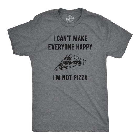 Mens I Cant Make Everyone Happy Im Not Pizza T Shirt Funny Cheese Pepperoni Lovers Tee For Guys Mens Funny T Shirts Cool Tees Soft Stylish Casual Menswear Funny Food Short Sleeve Novelty Tees for Guys Dark Grey