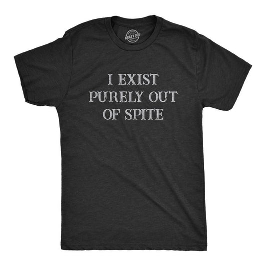 Mens I Exist Purely Out Of Spite T Shirt Funny Sarcastic Text Graphic Tee for Guys Mens Funny T Shirts Cool Tees Soft Stylish Casual Black -