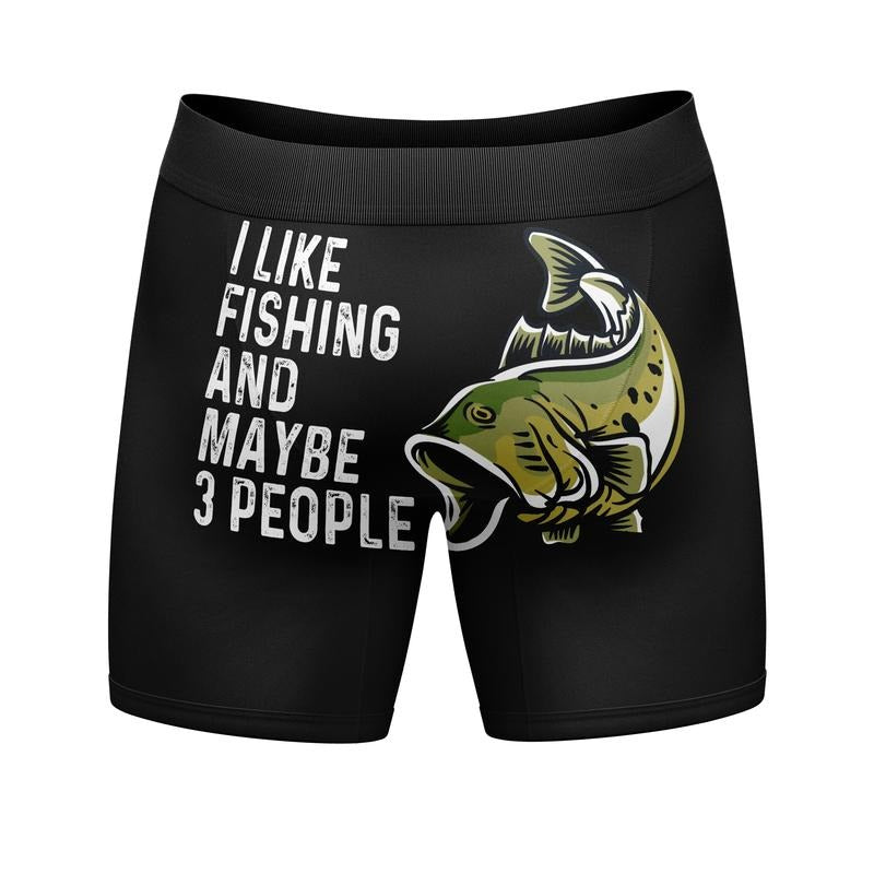 Mens I Like Fishing and Maybe 3 People Boxer Briefs Funny Gift Novelty Underwear Funny Graphic Boxers Dad Joke  Funny Fishing  Mens Novelty Boxer Briefs Fish and 3