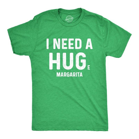 Mens I Need A Huge Margarita T Shirt I Need A Hug Drinking Graphic Tee Mens Funny T Shirts Cool Tees Soft Stylish Casual Menswear Cinco De Mayo Apparel for Men Funny Drinking Short Sleeve Novelty Tees Green -