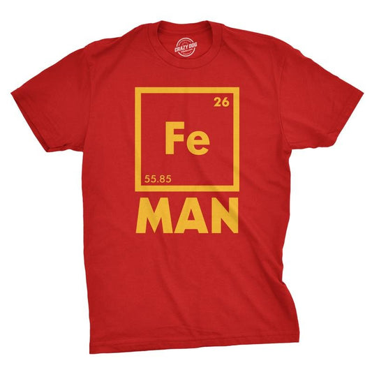 Mens Iron Science T Shirt Cool Novelty Funny Nerdy Graphic Print Tee Guys Mens Funny T Shirts Cool Tees Soft Stylish Casual Menswear
