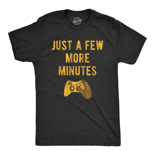 Mens Just A Few More Minutes T Shirt Funny Video Gaming Graphic Tee Gift for Gamer Mens Funny T Shirts Cool Tees Soft Stylish Casual Menswear Nerd Apparel for Men Funny Gamer Short Sleeve Novelty Tees Black