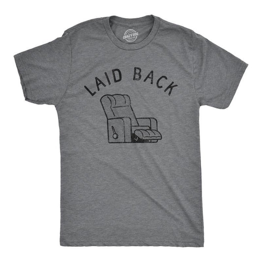 Mens Laid Back T Shirt Funny Sarcastic Recliner Chair Graphic Novelty Tee For Guys Mens Funny T Shirts Cool Tees Soft Stylish Casual Menswear Funny Sarcastic Short Sleeve Novelty Tees for Guys Dark Grey