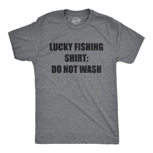 Mens Lucky Fishing Shirt Do Not Wash T Shirt Funny Fisherman Angler Graphic Tee Mens Funny T Shirts Cool Tees Soft Stylish Casual Menswear Dad Joke Apparel for Men Funny Fishing Short Sleeve Novelty Dark Grey