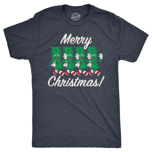 Mens Merry Christmas T Shirt Funny Retro Xmas Dollar Bills Cash Money Joke Tee for Guys Mens Funny T Shirts Cool Tees Soft Stylish Casual Menswear Christmas Apparel for Men Funny Vintage Short Sleeve Navy -