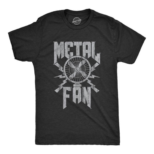 Mens Metal Fan T Shirt Funny Sarcastic Air Blowing Fan Graphic Novelty Music Tee for Guys Mens Funny T Shirts Cool Tees Soft Stylish Casual Menswear Funny Sarcastic Short Sleeve Novelty Tees for Guys Black