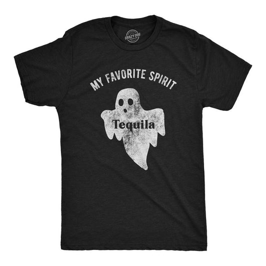 Mens My Favorite Spirit Tequila T Shirt Funny Halloween Ghost Drinking Party Tee Mens Funny T Shirts Cool Tees Soft Stylish Casual Menswear Halloween Apparel for Men Funny Drinking Short Sleeve Black