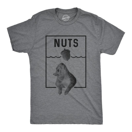 Mens Nuts Jaws Squirrel Parody T Shirt Funny Novelty Shark Movie Graphic Tee for Guys Mens Funny T Shirts Cool Tees Soft Stylish Casual Menswear Shark Apparel for Men Funny Sarcastic Short Sleeve Dark Grey