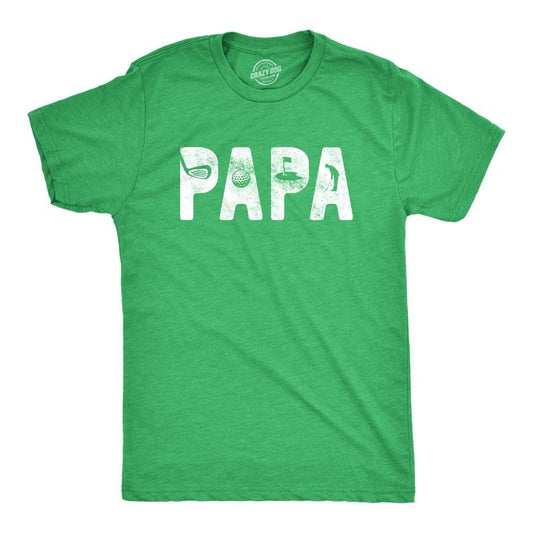 Mens Papa Golf T Shirt Funny Fathers Day Gift for Dad Outdoor Sports Graphic Tee Mens Funny T Shirts Cool Tees Soft Stylish Casual Menswear Dad Joke Apparel for Men Funny Golf Short Sleeve Novelty Green