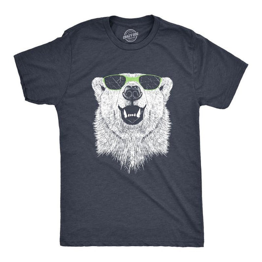 Mens Polar Bear Wearing Sunglasses T Shirt Funny Zoo Animal Graphic Tee Mens Funny T Shirts Cool Tees Soft Stylish Casual Menswear Funny Animal Short Sleeve Novelty Tees for Guys Navy -