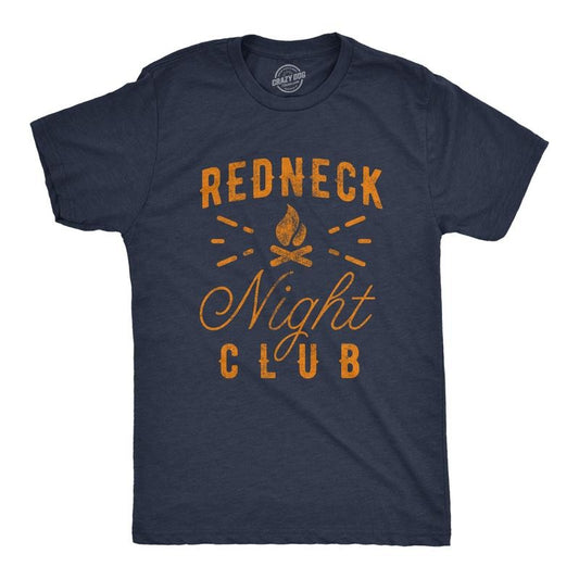 Mens Redneck Nightclub Tshirt Funny Campfire Bon Fire Graphic Novelty Tee Mens Funny T Shirts Cool Slimming Tees with Plus Sizes Funny Camping T Shirt Novelty Tees for Men Navy