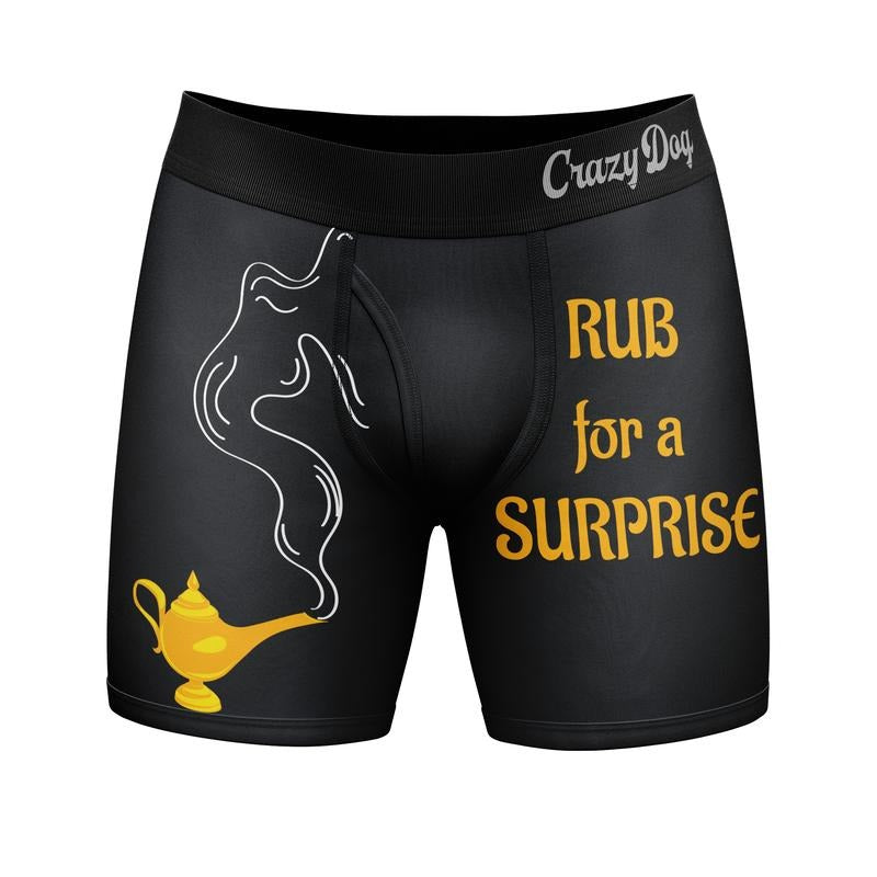 Mens Rub for A Surprise Boxer Briefs Funny Sarcastic Offensive Underwear for Guys Joke Funny Graphic Boxers Dad Joke  Funny Sarcastic  Black
