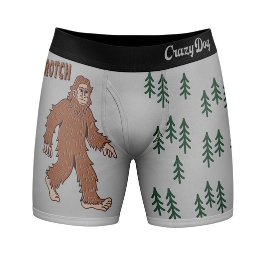Mens Sascrotch Boxer Briefs Funny Saying Big Foot Joke Graphic Novelty Underwear for Guys Funny Graphic Boxers Dad Joke  Funny Sarcastic  Mens Novelty Boxer Briefs Grey