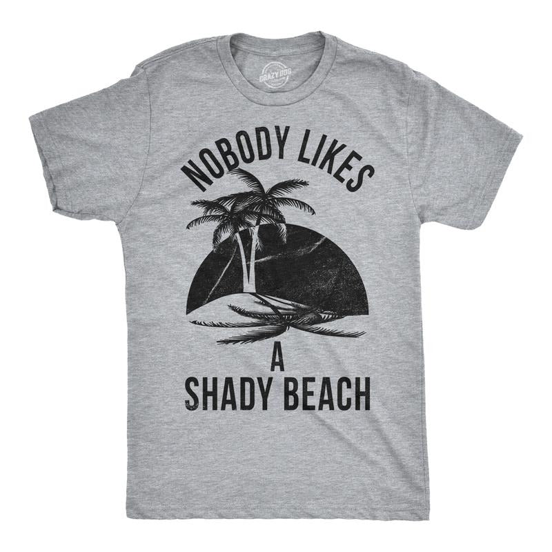 Mens Shady Beach Funny Shirts Vacation Funny Vintage Novelty Hilarious T shirt Mens Funny T Shirts Cool Tees Soft Stylish Casual Menswear Vintage Apparel for Men Funny Summer Short Sleeve Novelty Tees