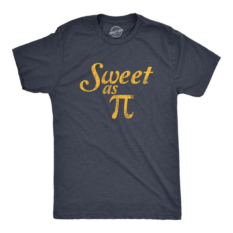 Mens Sweet As Pi T Shirt Funny Nerdy Math Problem Graphic Novelty Tee Mens Funny T Shirts Cool Tees Soft Stylish Casual Menswear Funny  Short Sleeve Novelty Tees for Guys Navy