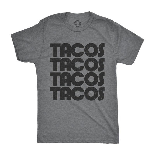 Mens Tacos Tacos Tacos T Shirt Funny Retro Tee For Guys Mens Funny T Shirts Cool Tees Soft Stylish Casual Menswear Cinco De Mayo Apparel for Men Funny Food Short Sleeve Novelty Tees for Guys