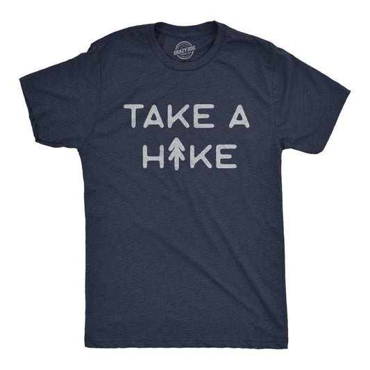 Mens Take A Hike T Shirt Funny Outdoor Adventure Camping Graphic Tee Mens Funny T Shirts Cool Tees Soft Stylish Casual Menswear Funny Camping Short Sleeve Novelty Tees for Guys Navy