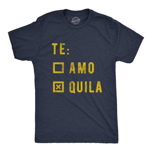 Mens Te amo Tequila T Shirt Funny Taco Tuesday Margarita Graphic Tee Mens Funny T Shirts Cool Tees Soft Stylish Casual Menswear Cinco De Mayo Apparel for Men Funny Drinking Short Sleeve Novelty Tees Navy - Te